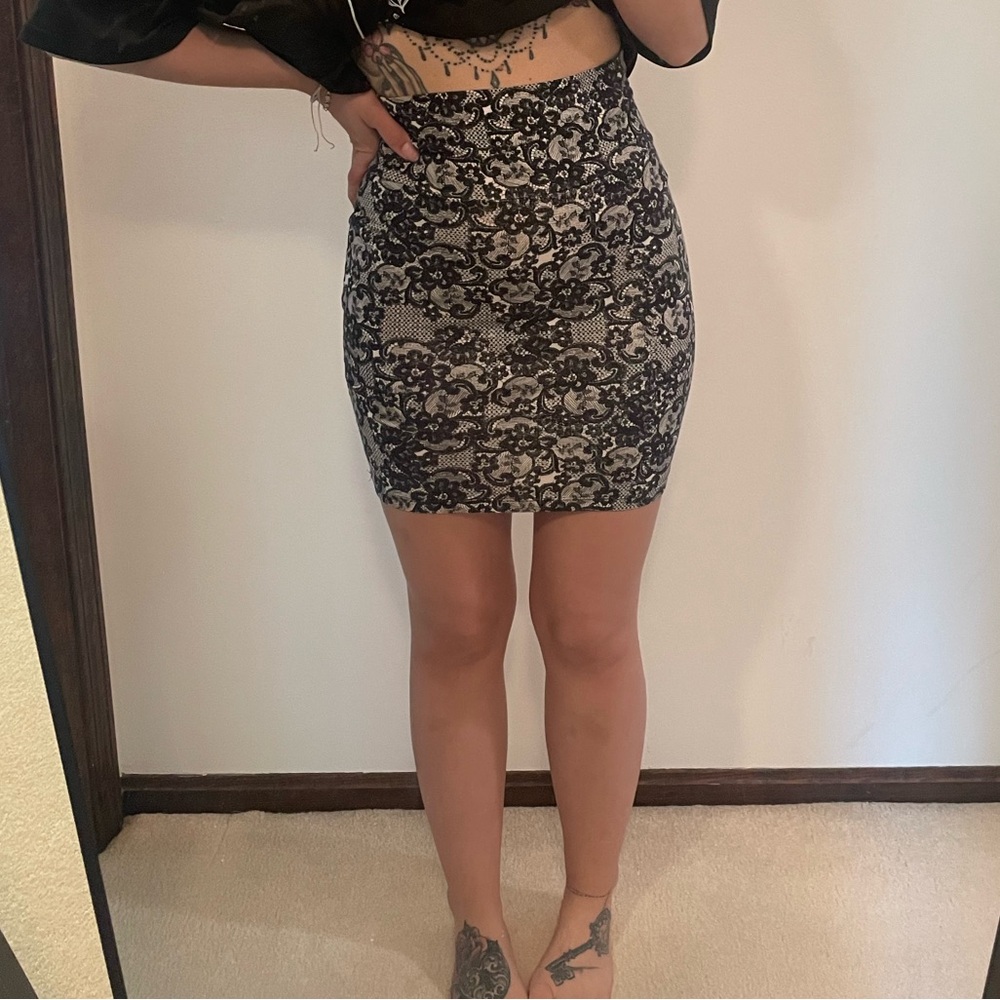 Charlotte Russe XS Black Lace Bodycon Mini Skirt Y2K